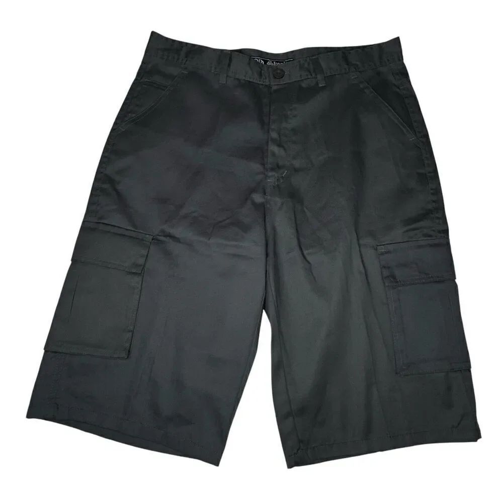 Men's Old Skool Sz 36 Cargo Shorts Zipper Fly 6 Pockets Skater Charcoal Cotton B